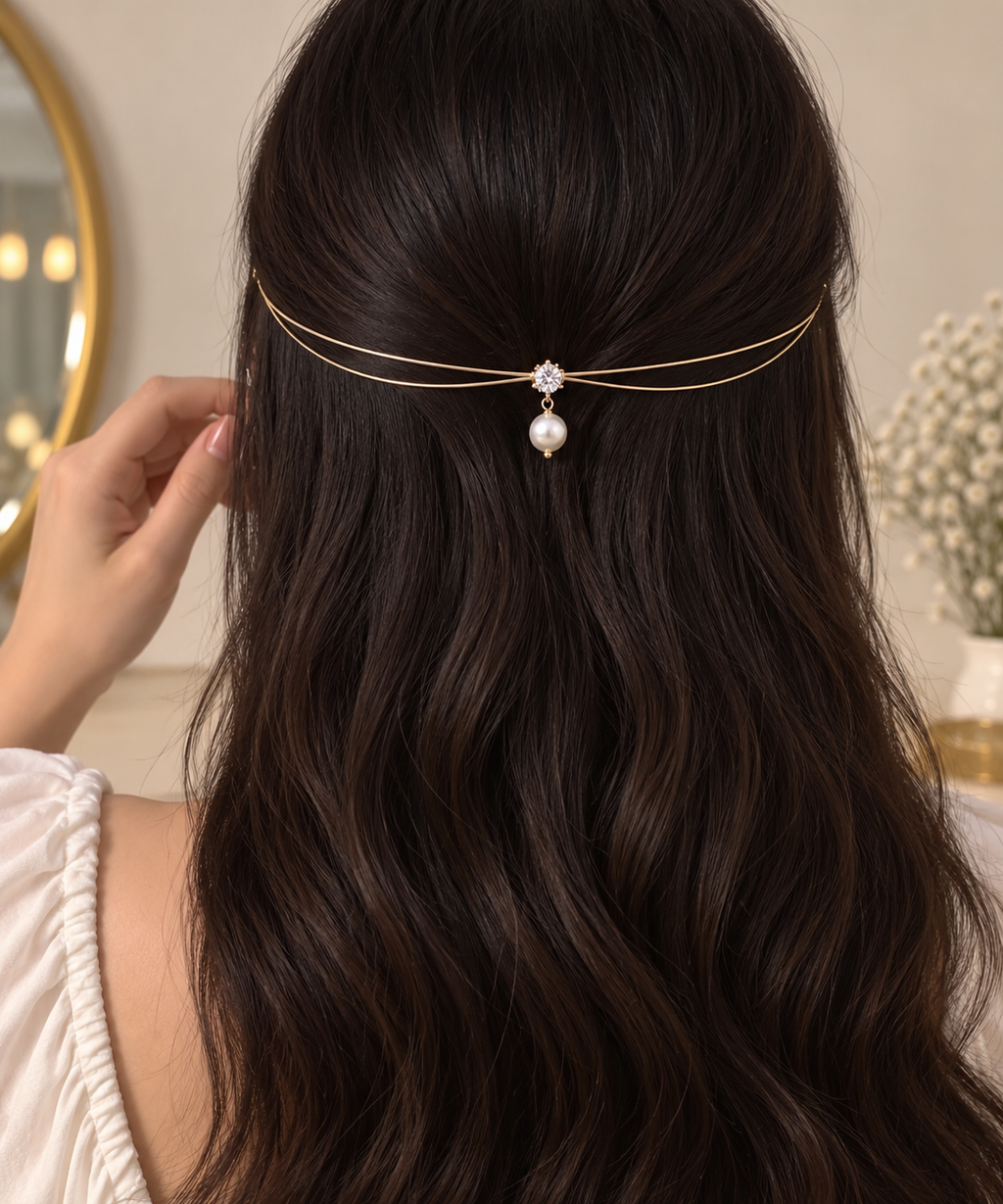 Elegant floral pearl hairvine
