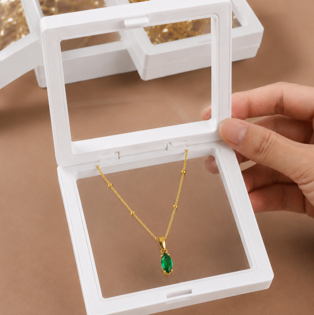 Green Gem Drop Necklace