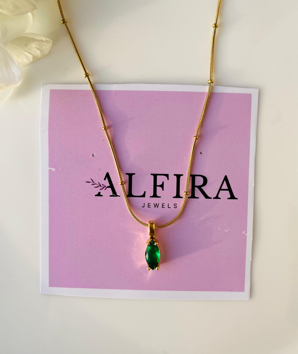 Green Gem Drop Necklace