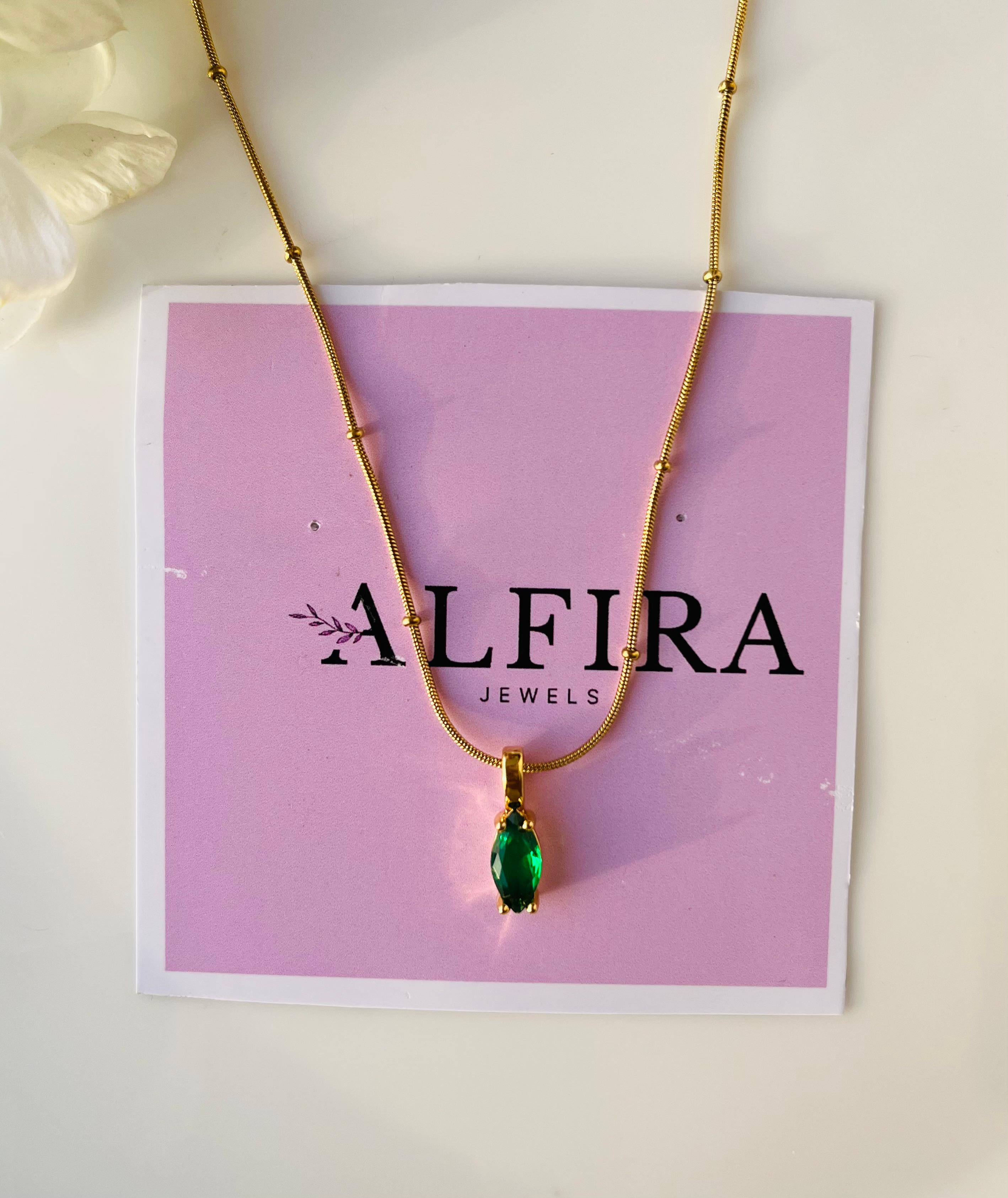 Green Gem Drop Necklace