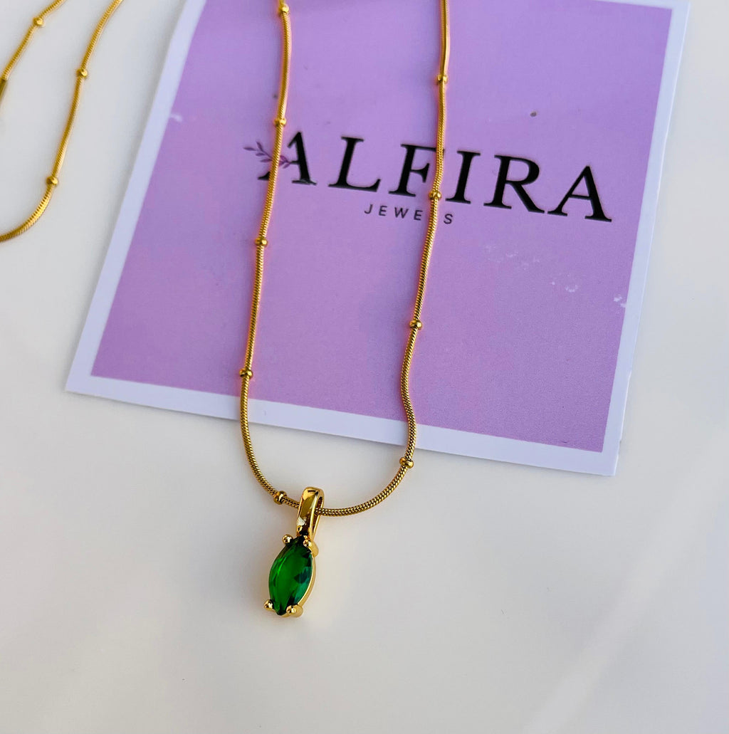 Green Gem Drop Necklace