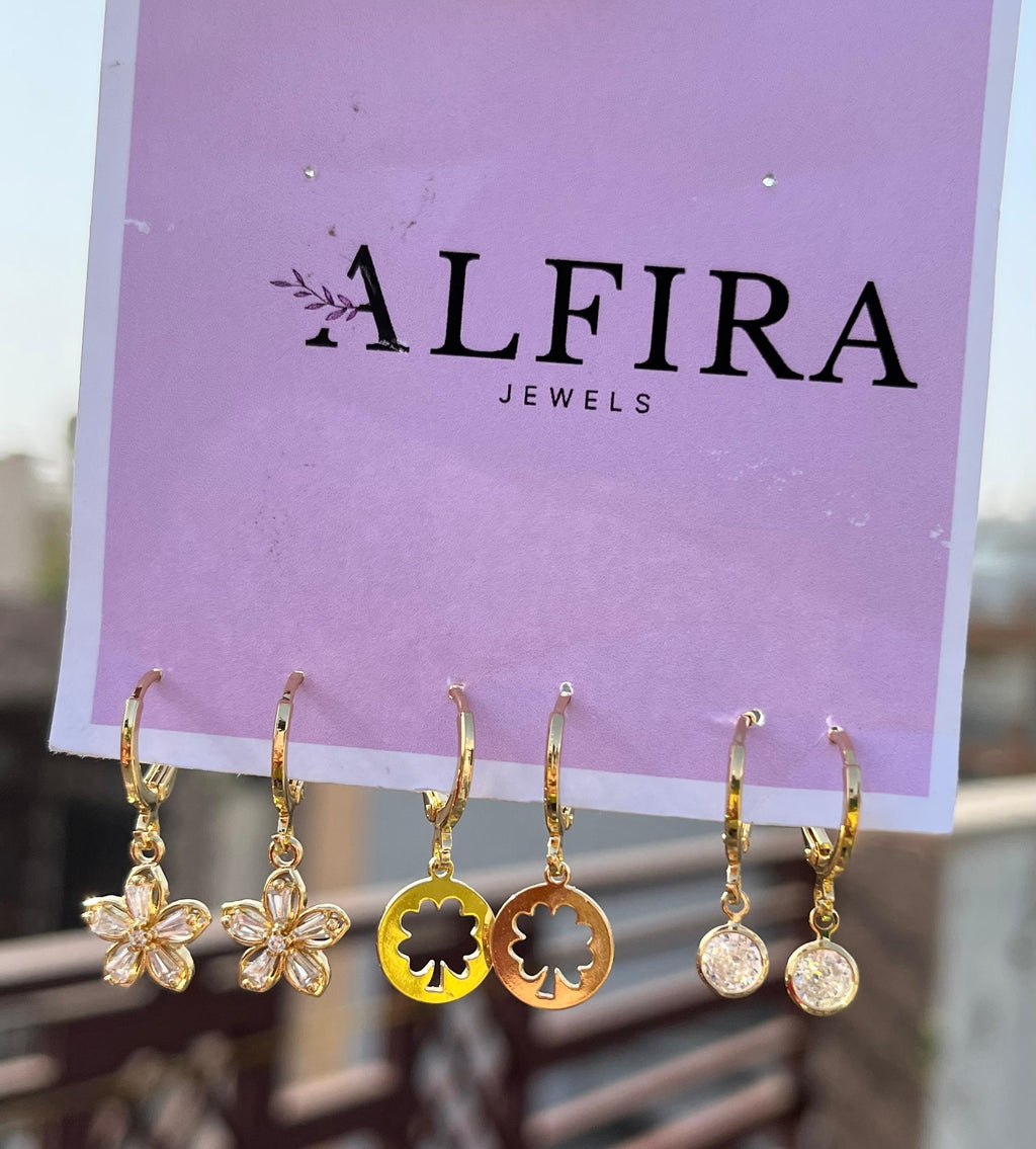 Golden Garden Charm Earrings Set