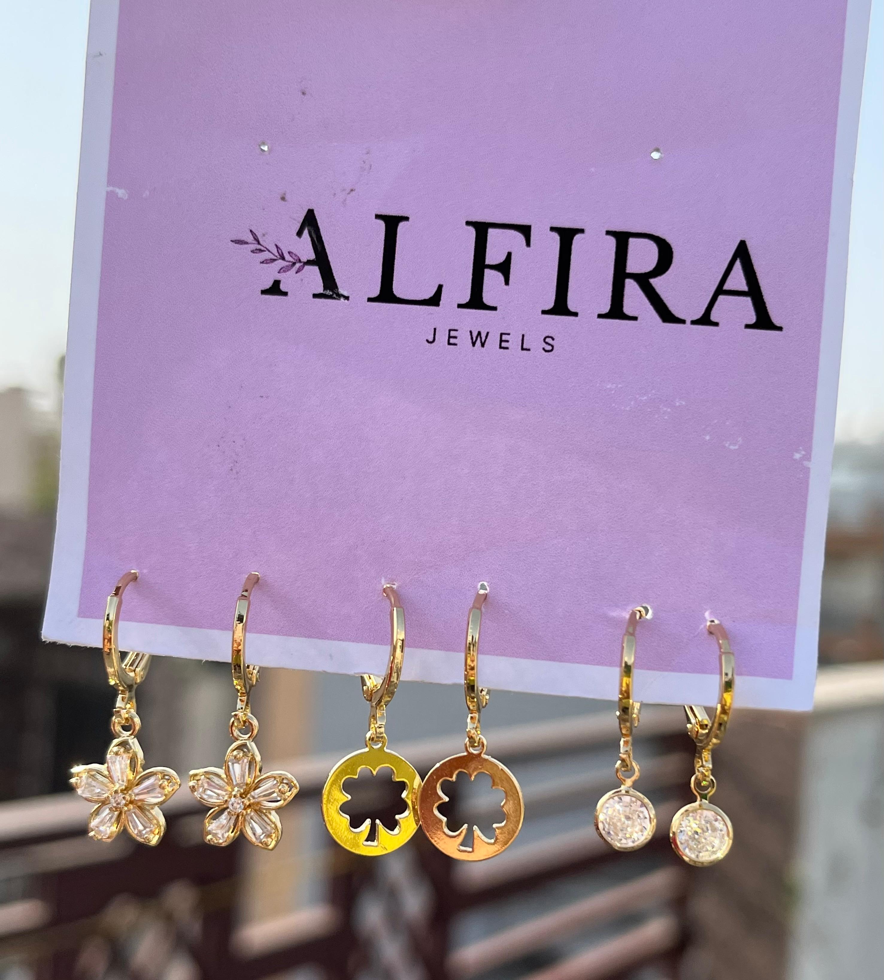 Golden Garden Charm Earrings Set