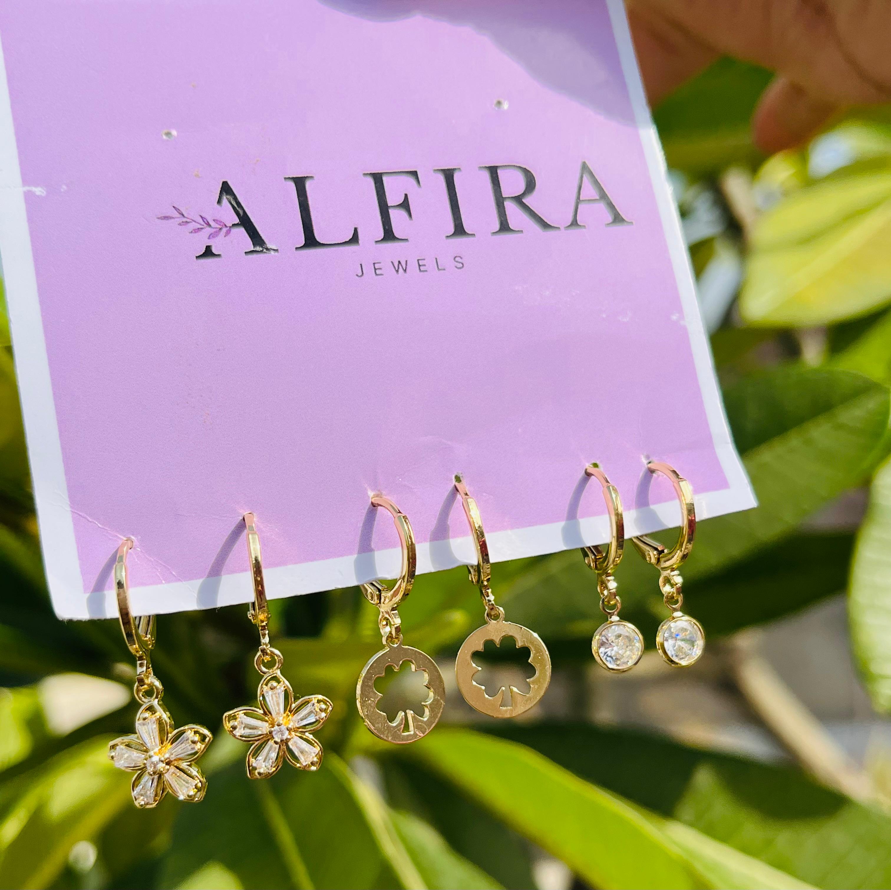 Golden Garden Charm Earrings Set