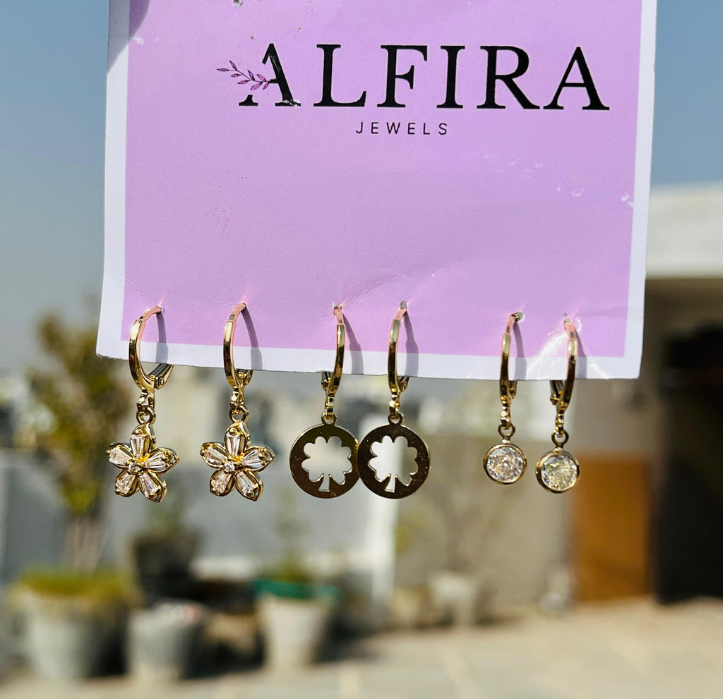 Golden Garden Charm Earrings Set