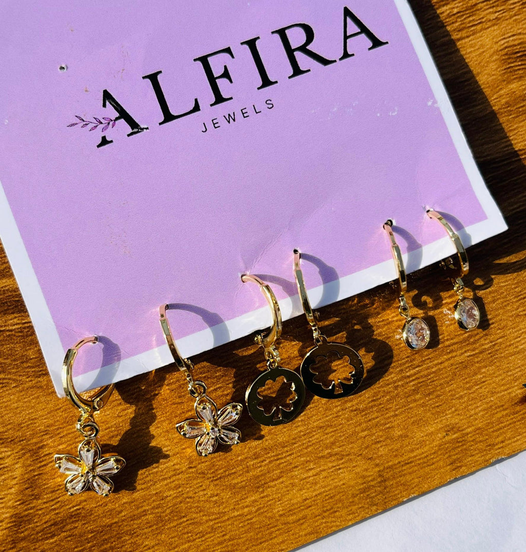 Golden Garden Charm Earrings Set
