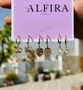 Premium Gold Hoop Earrings Set with Floral Charms