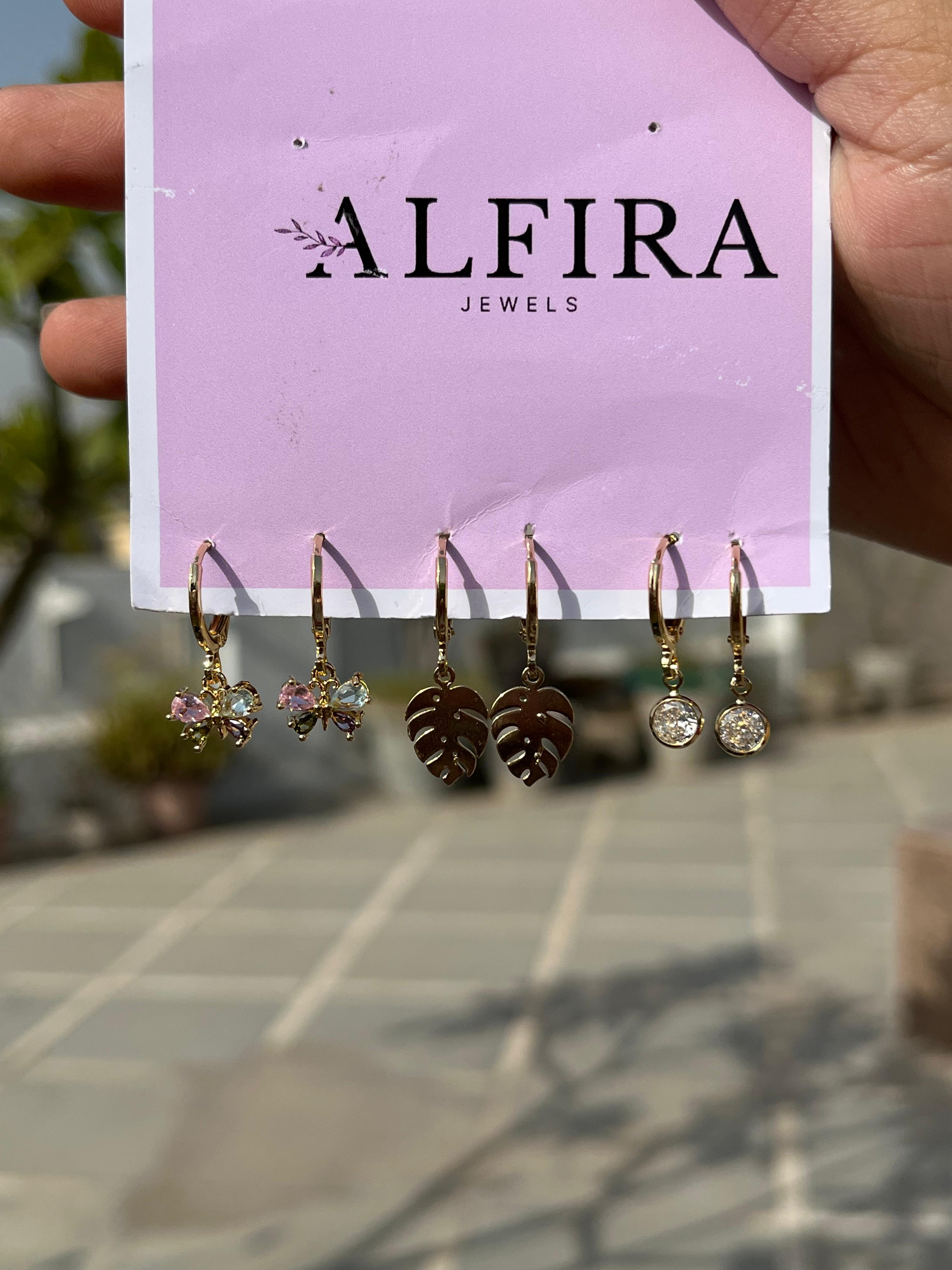 Premium Gold Hoop Earrings Set with Floral Charms