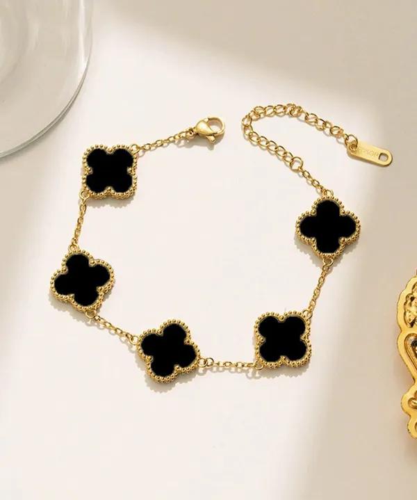 Royal Black Clover Bracelet