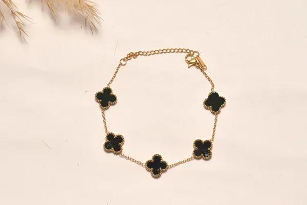 Royal Black Clover Bracelet
