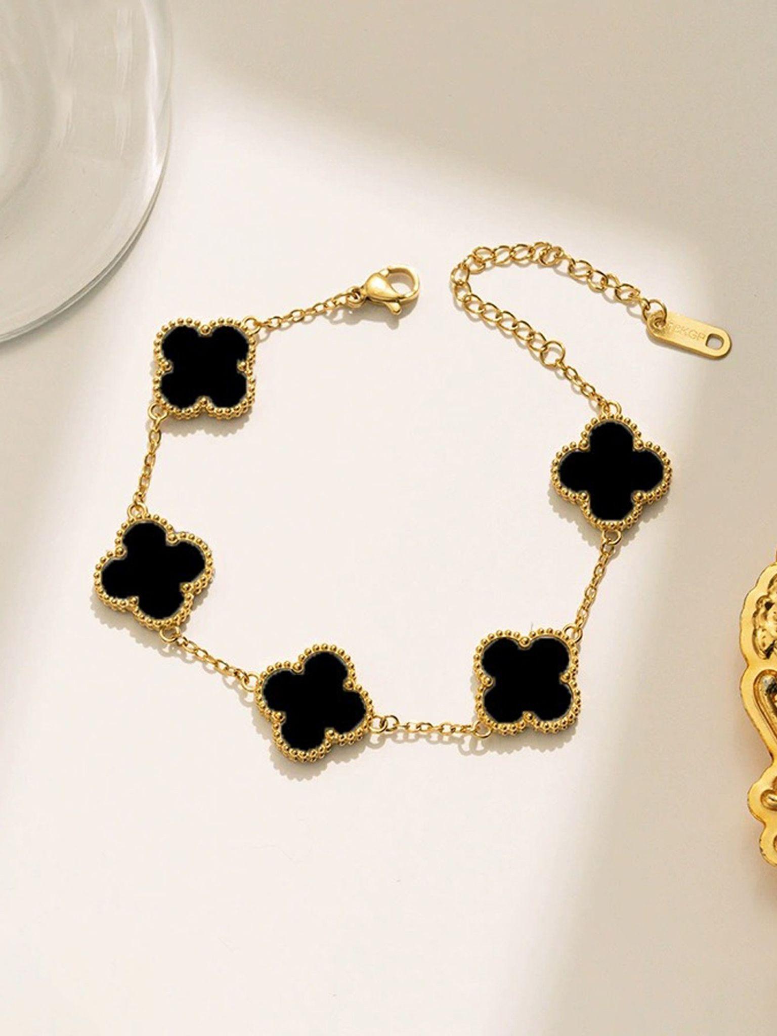Royal Black Clover Bracelet