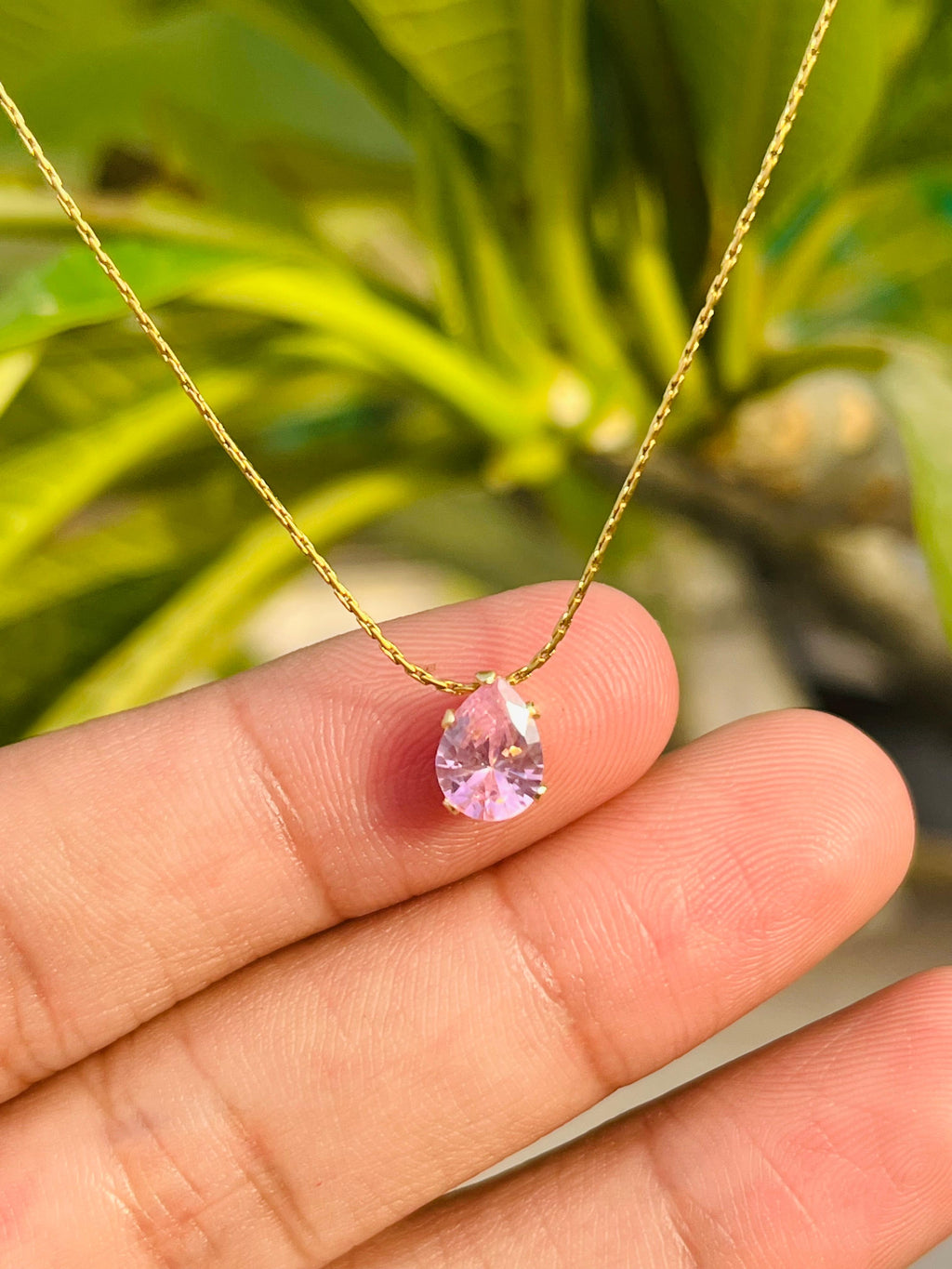 Pink Crystal Drop Necklace