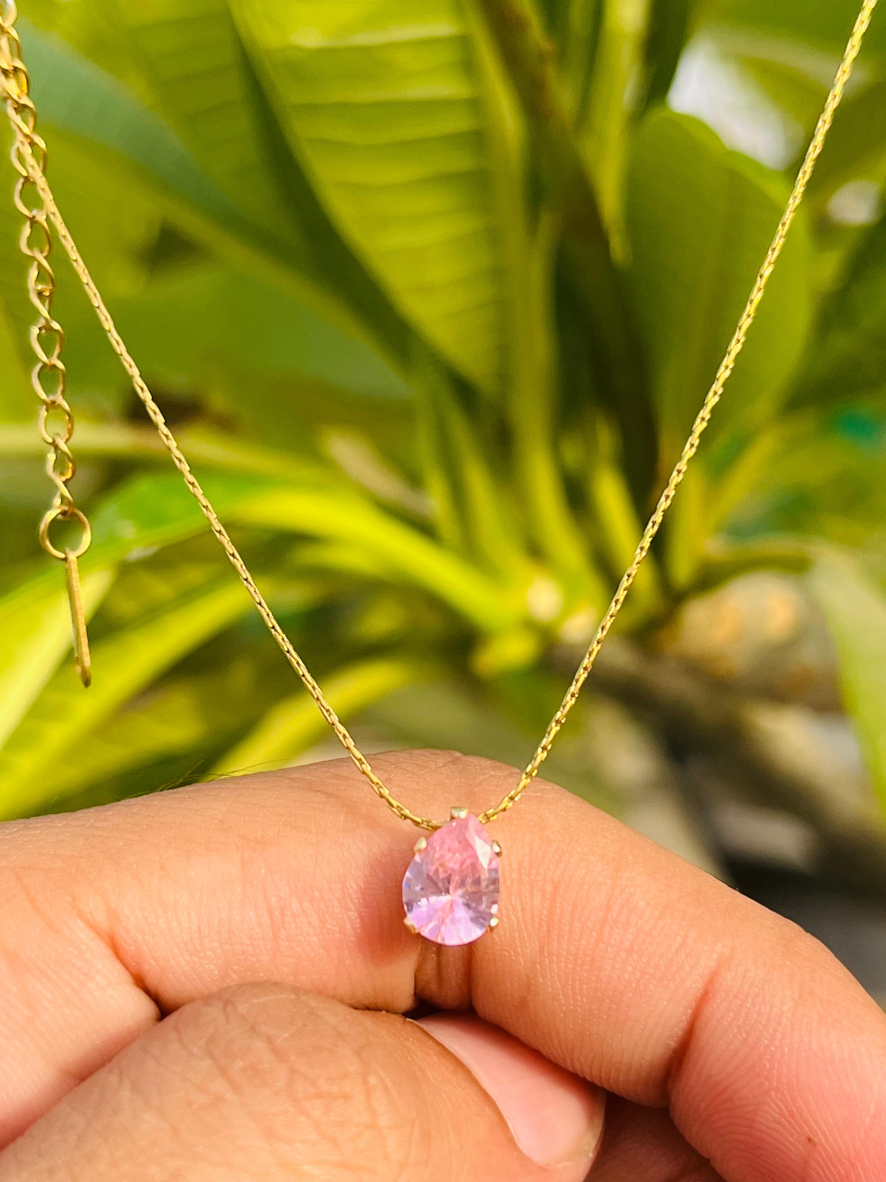 Pink Crystal Drop Necklace