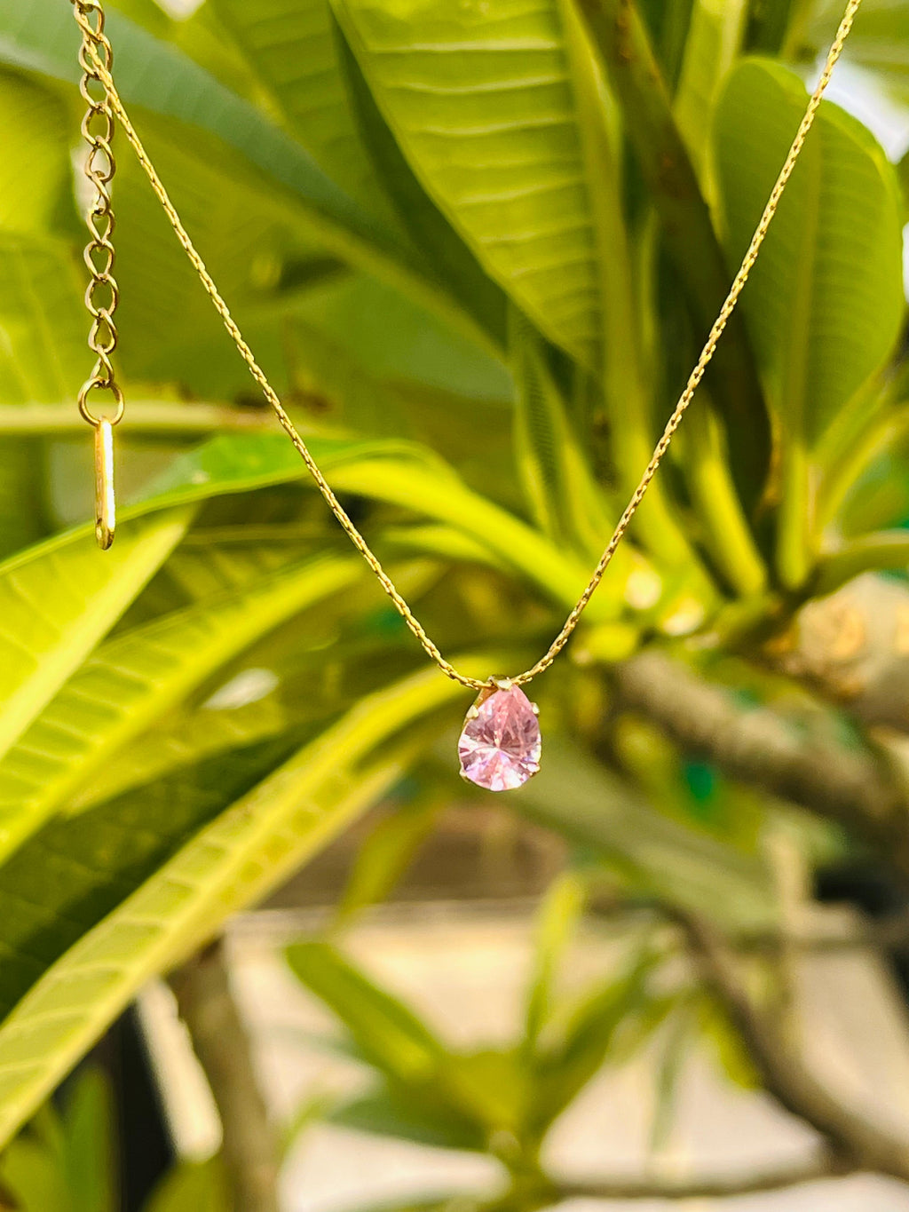 Pink Crystal Drop Necklace