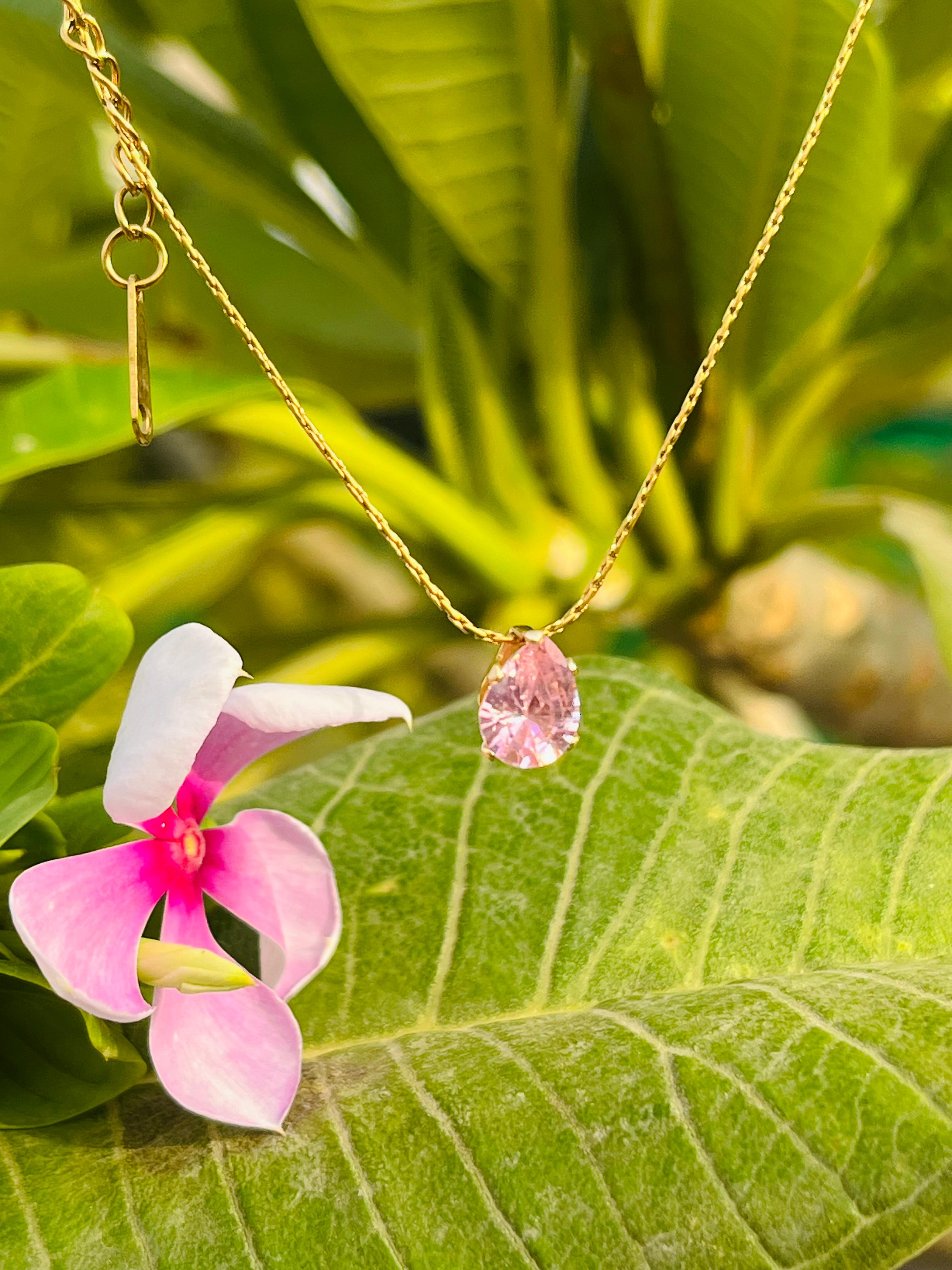 Pink Crystal Drop Necklace