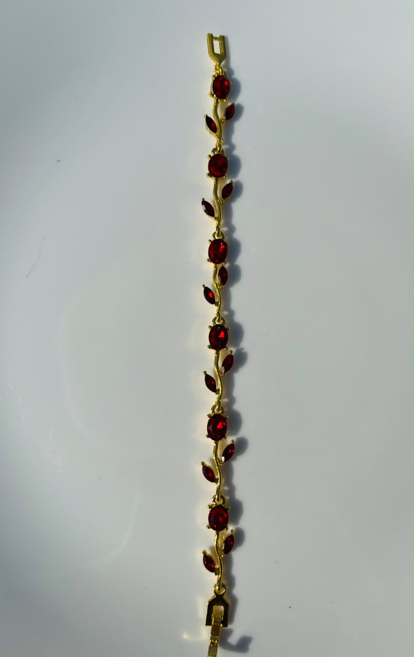 Gold - Plated Rose Red Tulip Bracelet