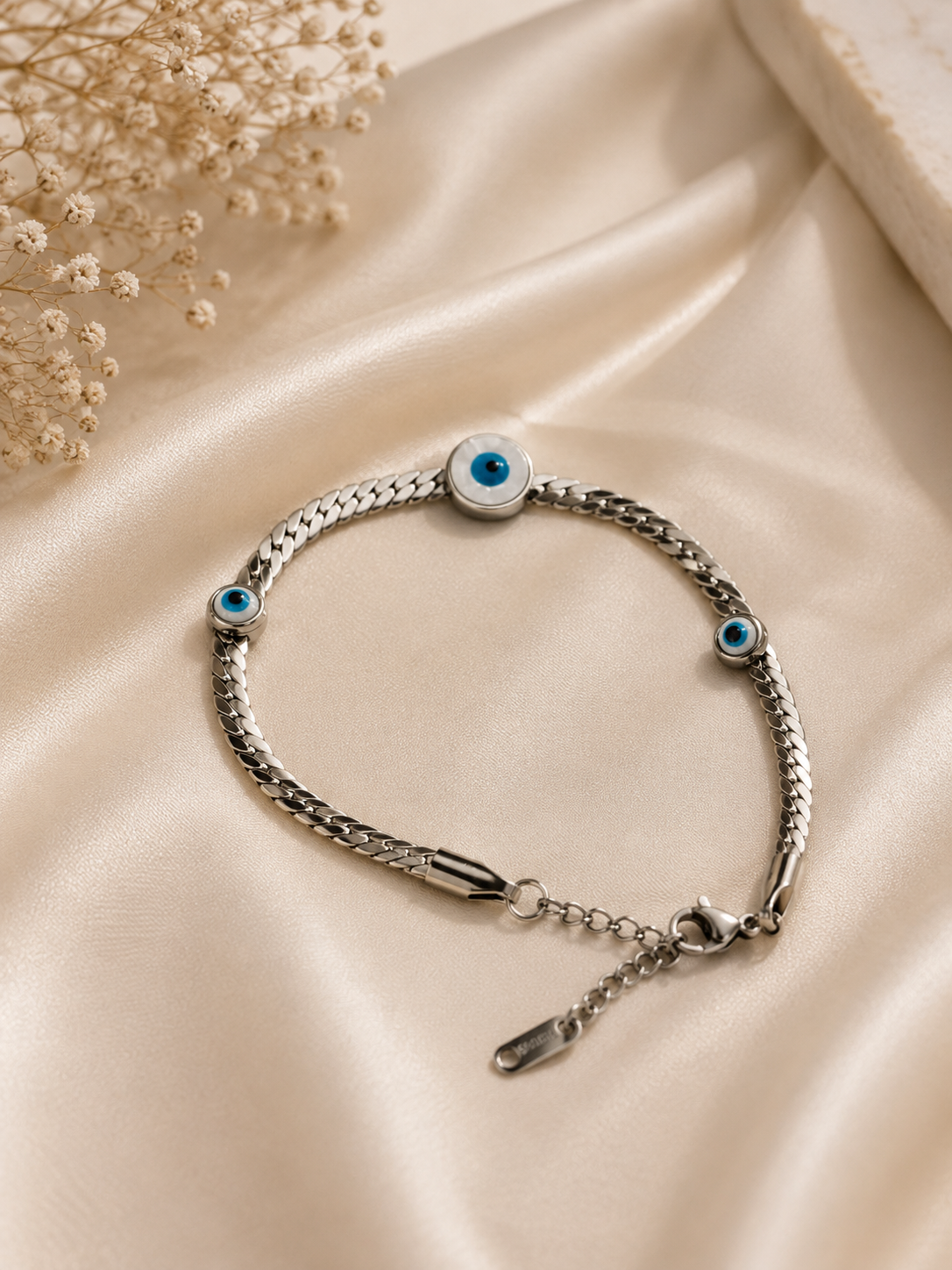 Blue Evil Eye Silver Bracelet