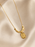 Golden Rose Medallion Pendant Necklace