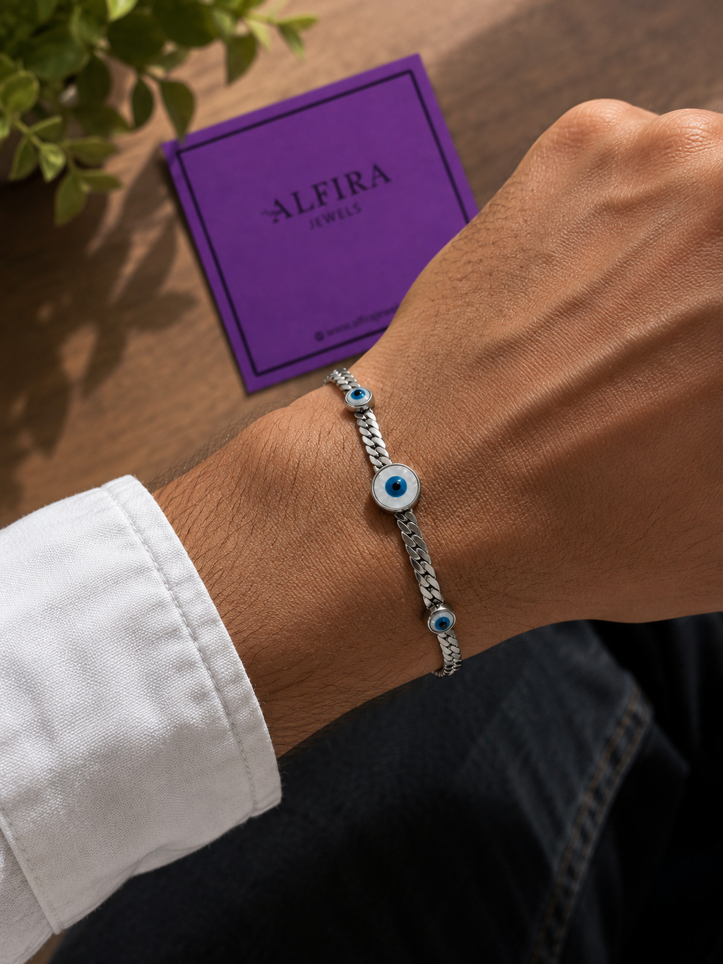Blue Evil Eye Silver Bracelet