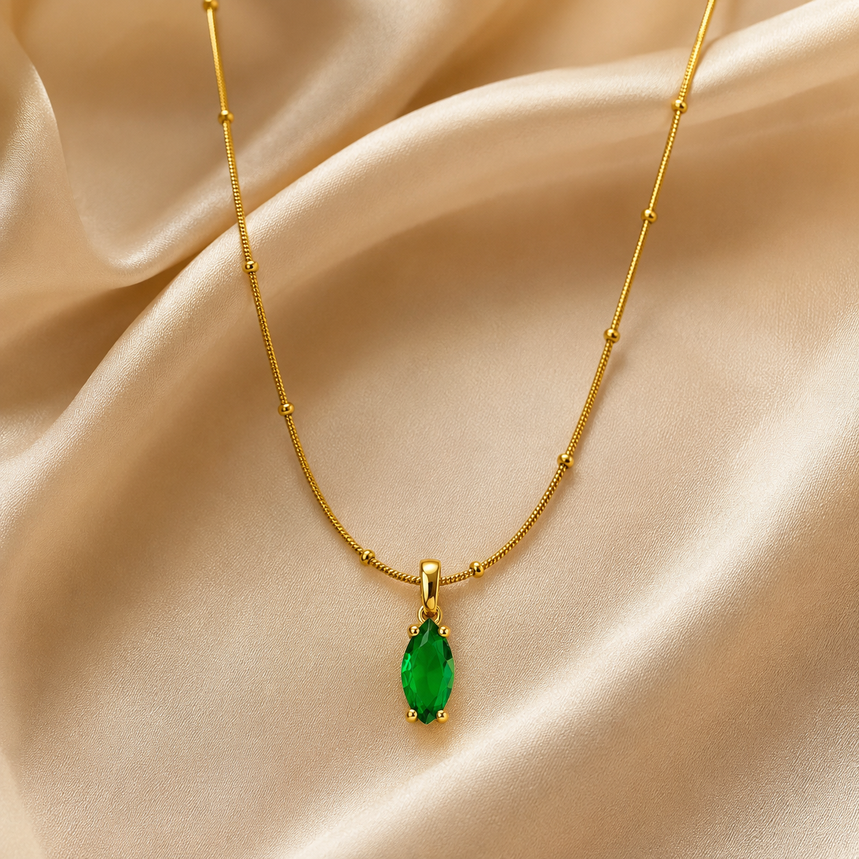 Green Gem Drop Necklace