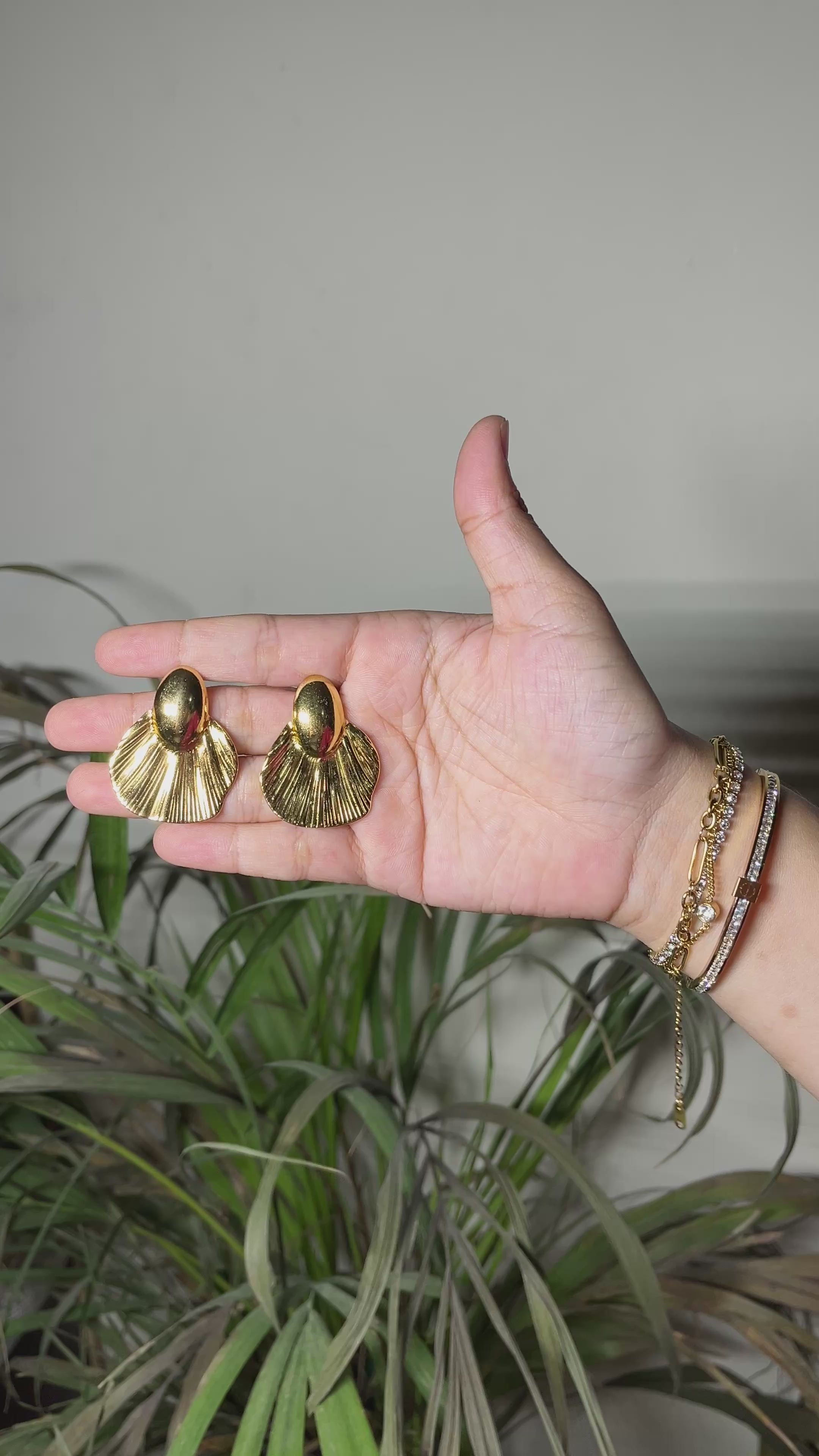 Golden Shell Statement Earrings